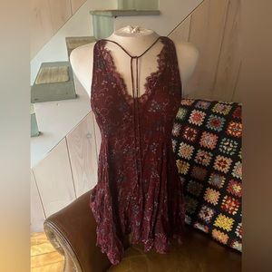 Free People Lacey Maroon Top